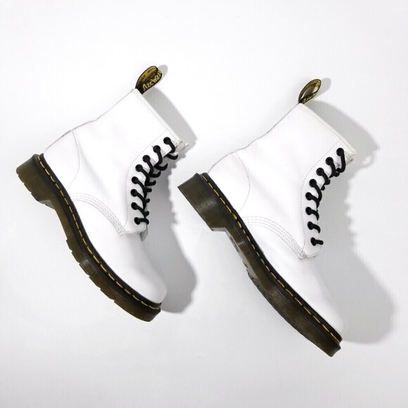 Dr. Martens 1460 Smooth Leather Platform High Top Boots 6 White 90s Grunge Y2k - Picture 1 of 10